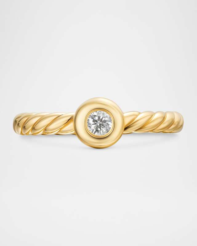 Modern Cable Stone Ring in 18K Gold with Diamonds, 2.8mm